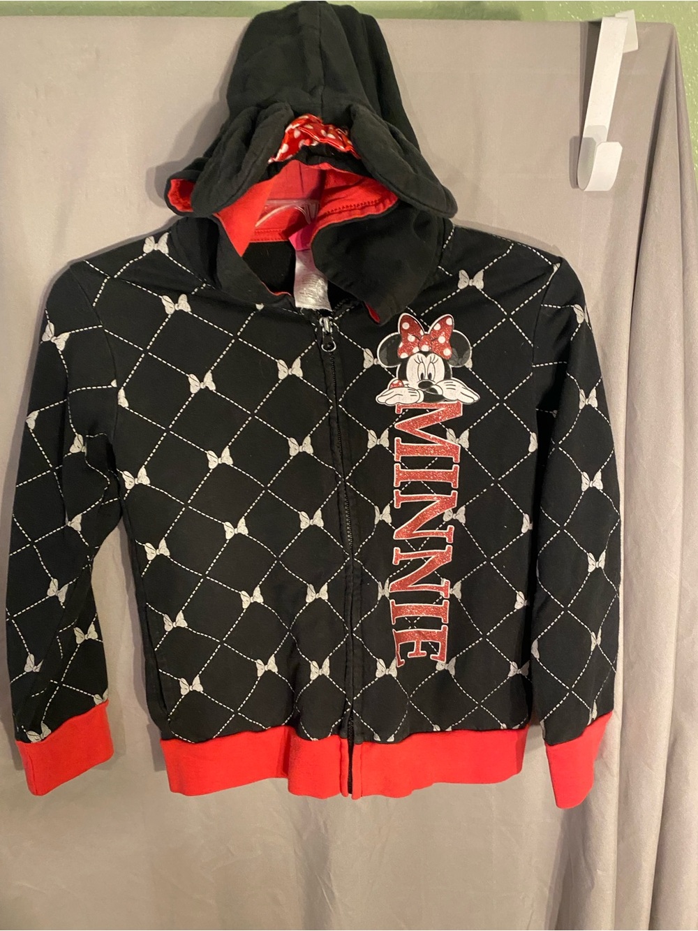 Disney Minnie Mouse Black and Red Hooded Zip Jacket